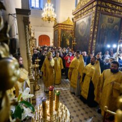 13 февраля 2022 года, в Неделю о мытаре и фарисее, митрополит Псковский и Порховский Тихон совершил Божественную литургию в Свято-Троицком кафедральном соборе города Пскова