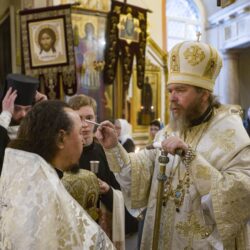 8 июня 2022 года, накануне дня памяти святителя Луки, архиепископа Крымского, митрополит Псковский и Порховский Тихон возглавил полиелейное богослужение в Псково-Печерской обители