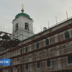В эфире телеканала «Первый Псковский» рассказали, как проходят ремонтно-реставрационные работы в храме архидиакона Стефана Мирожского монастыря
