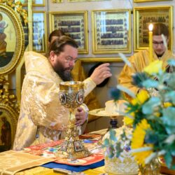 Митрополит Матфей совершил Литургию в Псково-Печерском монастыре