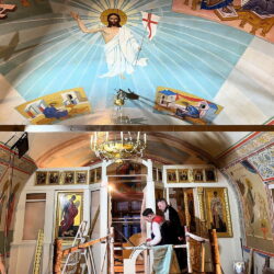 В Лазаревском храме Псково-Печерского монастыря приступили к установке иконостаса