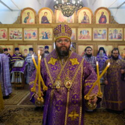Митрополит Матфей возглавил Божественную литургию в Свято-Державном Димитриевском соборе города Гдова