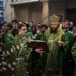 Накануне праздника Входа Господня в Иерусалим митрополит Матфей возглавил всенощное бдение в Псково-Печерском монастыре